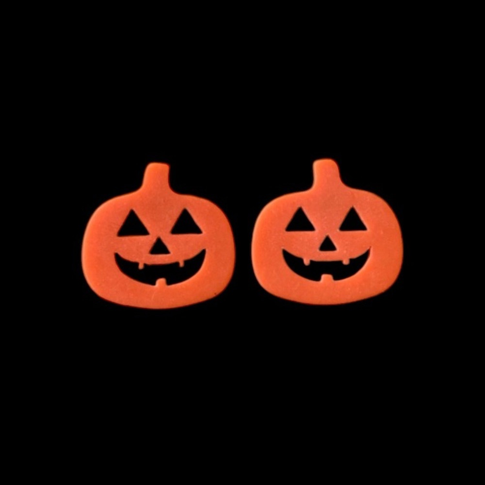 Orange Pumpkin Jack O Lantern Stud Earrings
